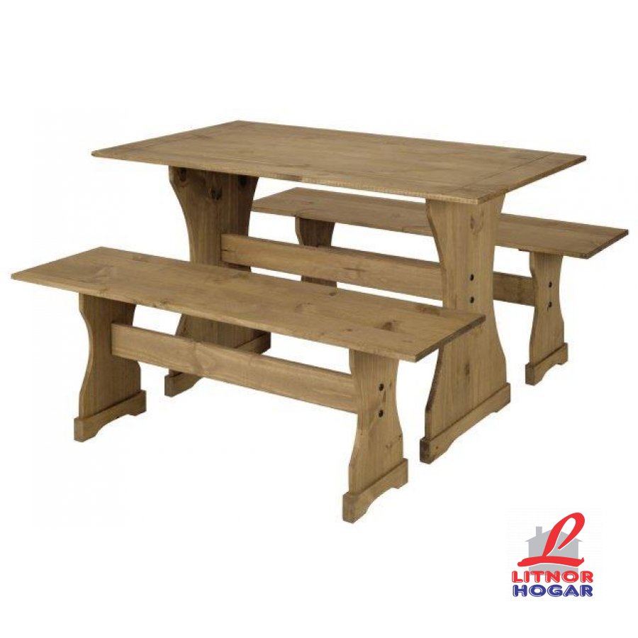 Comedor Natura Mesa + 2 Bancos | Litnor Hogar - Salto, Uruguay